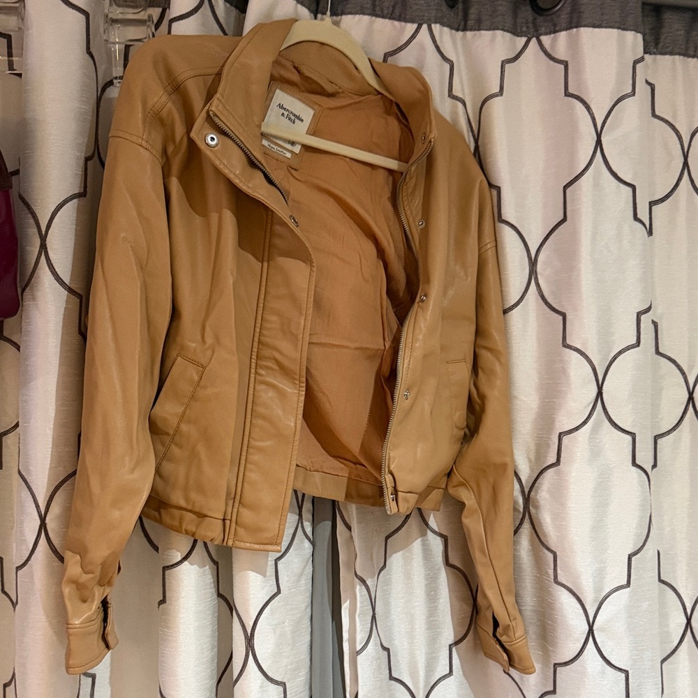 A&F Camel Leather Jacket for Women